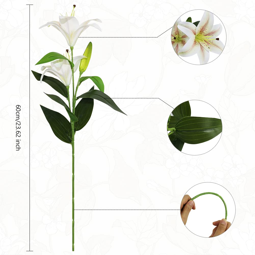 Olrla 60cm lang Künstliche Lilien 4 Stiele, Gesamt 8 Blütenköpfe 4 Knospen 3D künstliche Tigerlilie, Blumen für Hochzeit, Zuhause, Hotel, Büro, Dekoration (Farbverlauf, Champagnerfarben)