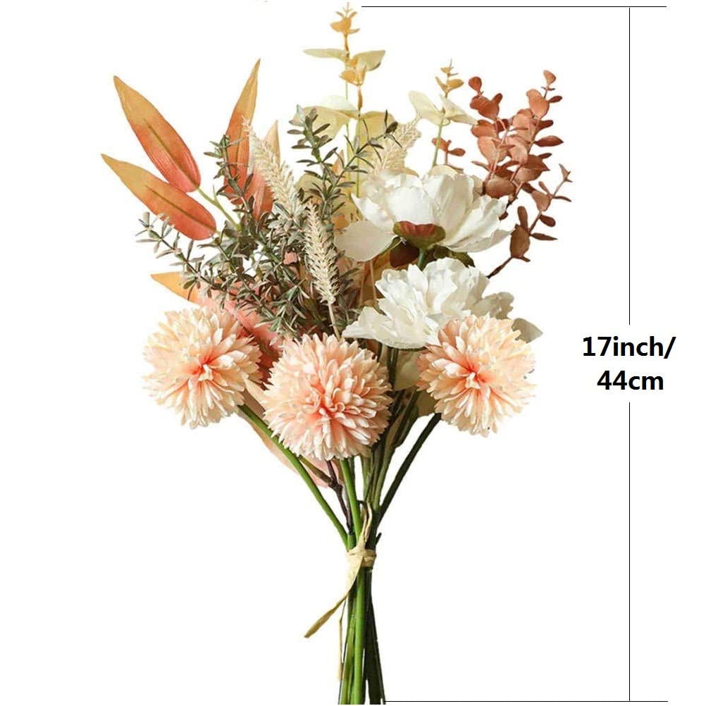 YELIKIT Kunstblumen Künstliche Pflanzen Blumen Deko Hortensien Seide Blumenarrangements für Zuhause Blumenstrauß Hochzeit Garten Festival Dekor (Champagner)
