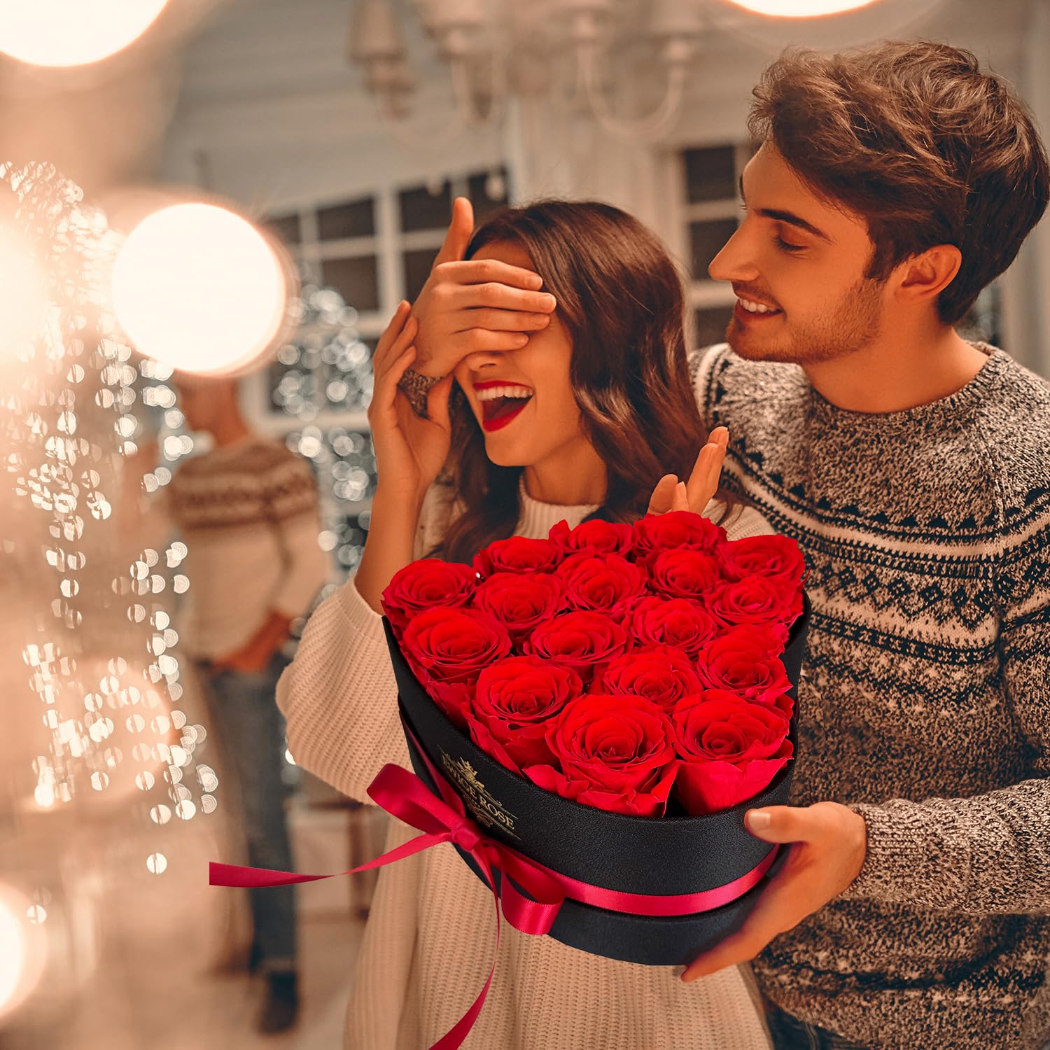 QHHENTOO 17 Infinity Rosen, Ewige Rot Rose Geschenke fĂŒr Frauen, Konservierte Rose in Herzbox fĂŒr Frauen Mutter zum Geburtstag Jahrestag Valentinstag Muttertag Weihnachten Hochzeitstag Rosenbox