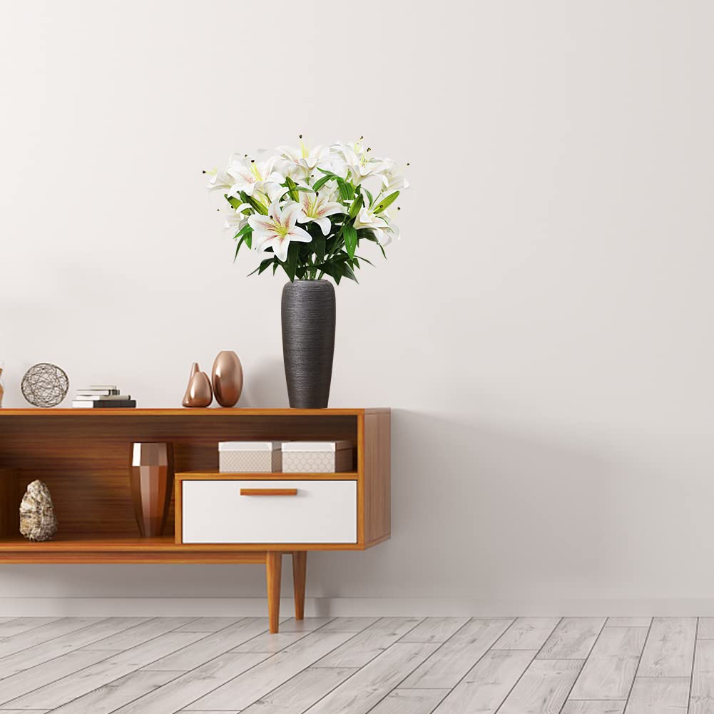 Olrla 60cm lang Künstliche Lilien 4 Stiele, Gesamt 8 Blütenköpfe 4 Knospen 3D künstliche Tigerlilie, Blumen für Hochzeit, Zuhause, Hotel, Büro, Dekoration (Farbverlauf, Champagnerfarben)