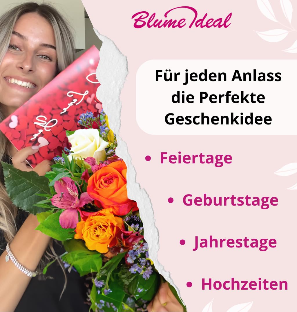 Blumenstrauß "Liebeszauber", Rosaroter Rosenstrauß, Rosen, Waxflowers und Johanniskraut, 7-Tage-Frischegarantie, Qualität vom Floristen, handgebunden, perfekte Geschenkidee