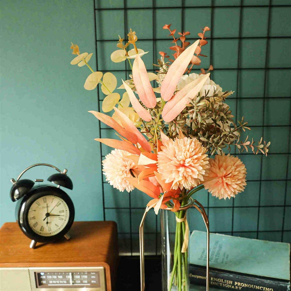 YELIKIT Kunstblumen Künstliche Pflanzen Blumen Deko Hortensien Seide Blumenarrangements für Zuhause Blumenstrauß Hochzeit Garten Festival Dekor (Champagner)
