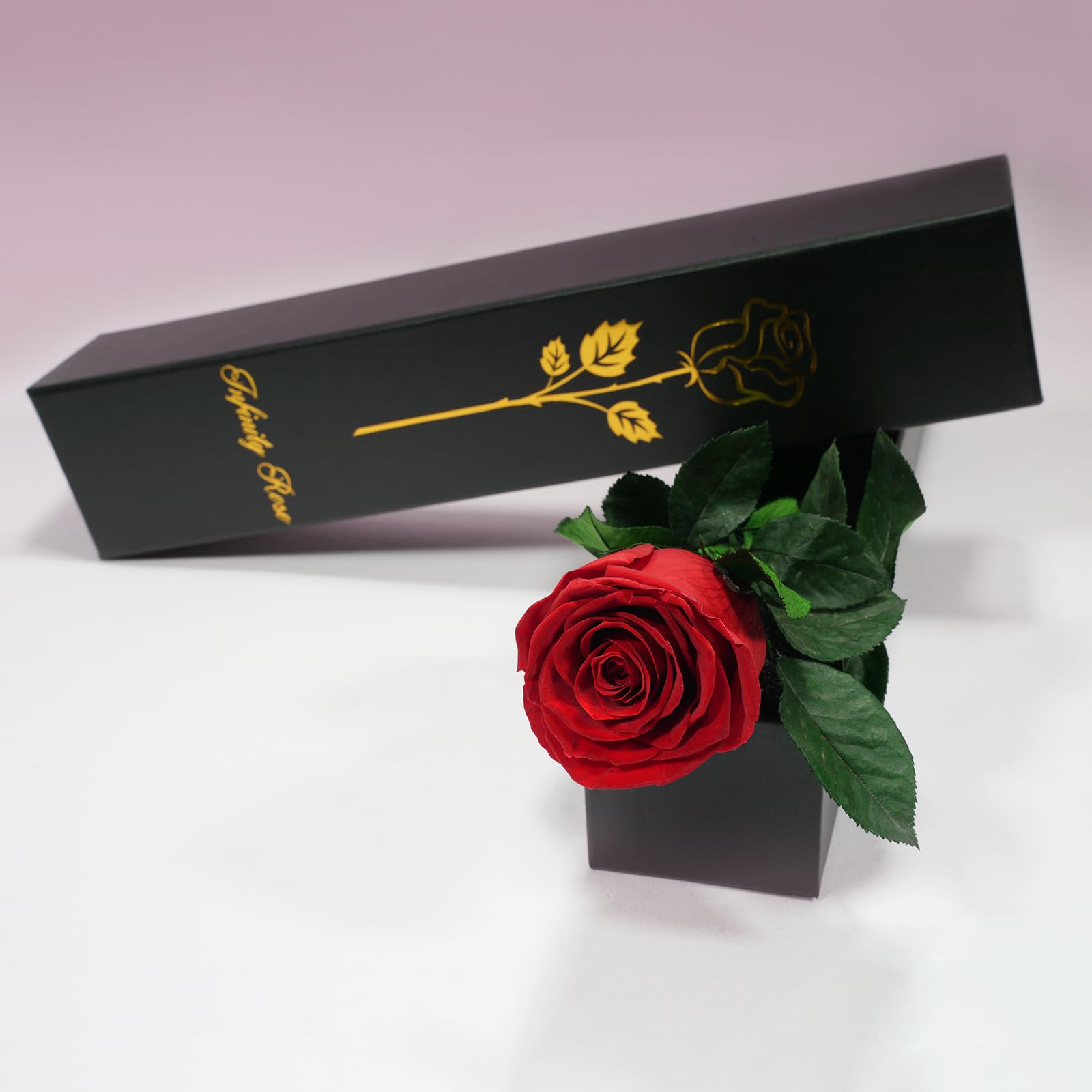 Yamonic Ewige Rose Geschenke für Frauen,Infinity Rose mit Stiel Valentinstagsgeschenk für Sie, Echte Rose in Geschenkbox Geburtstagsgeschenk Frauen,Konservierte Blumen Geschenk Valentinstag,Rote Rose