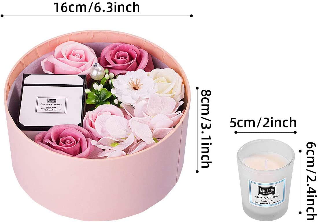ANBET Frauen Seife Künstliche Blumen Rosen Runde Box mit Duftkerzen Aromatherapie Bad Geschenk Muttertag Weihnachten Jubiläum Valentinstag Lehrertag Geburtstag Jahrestag Geschenk für Sie