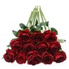 Tifuly 12 PCS Künstliche Rosen, 19,68 '' Single Long Stem Fake Rose Seide Braut Hochzeitsstrauß Realistische Blume für Hausgarten Party Hotel Büro Dekor (Blüten Rosen,Burgund)