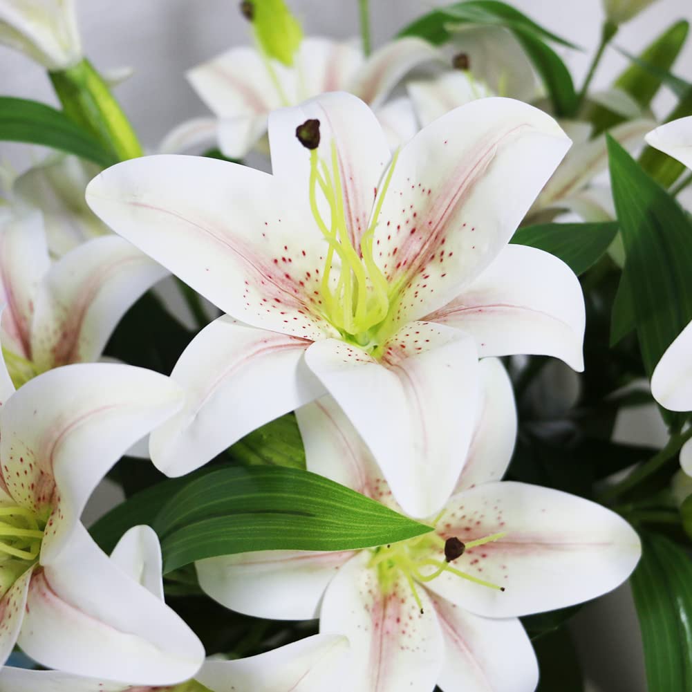 Olrla 60cm lang Künstliche Lilien 4 Stiele, Gesamt 8 Blütenköpfe 4 Knospen 3D künstliche Tigerlilie, Blumen für Hochzeit, Zuhause, Hotel, Büro, Dekoration (Farbverlauf, Champagnerfarben)