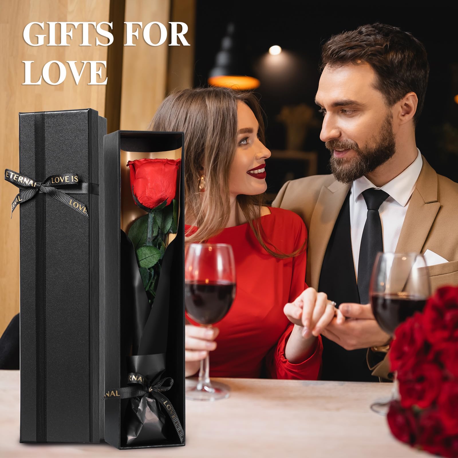 Touloube Ewige Infinity Rosen Geschenk zum Valentinstag für Sie, Rot Rose Blumen Geschenke für Frauen, für Mama Freundin Ehefrau Freundinnen, Eternal Rose Geburtstagsgeschenk Jahrestag Geschenk Frau