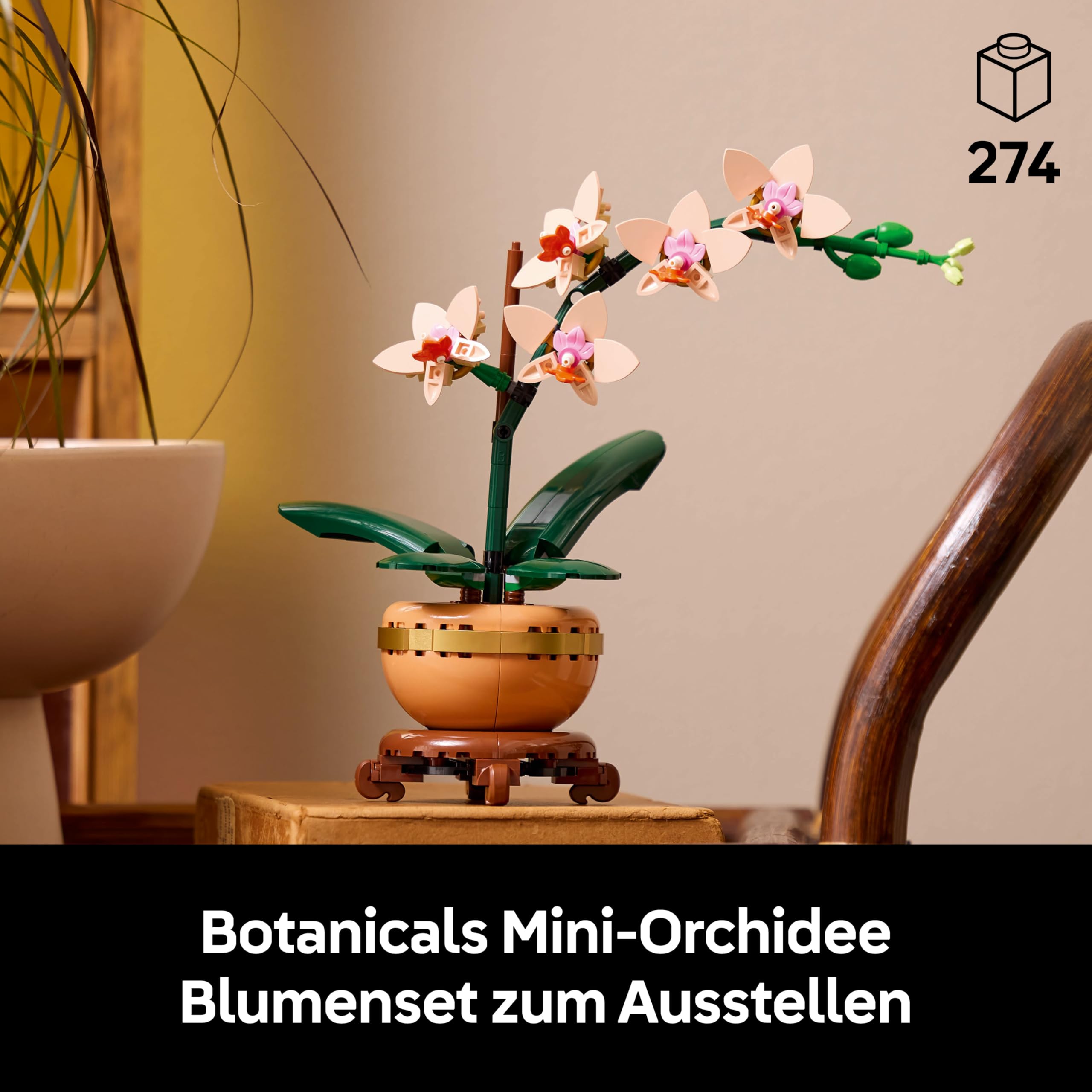 LEGO Botanicals Mini-Orchidee - Set mit Kunstblumen für Erwachsene - Zimmerpflanze mit Blumentopf im Terrakotta-Stil - DIY Geschenkidee zum Geburtstag - 10343