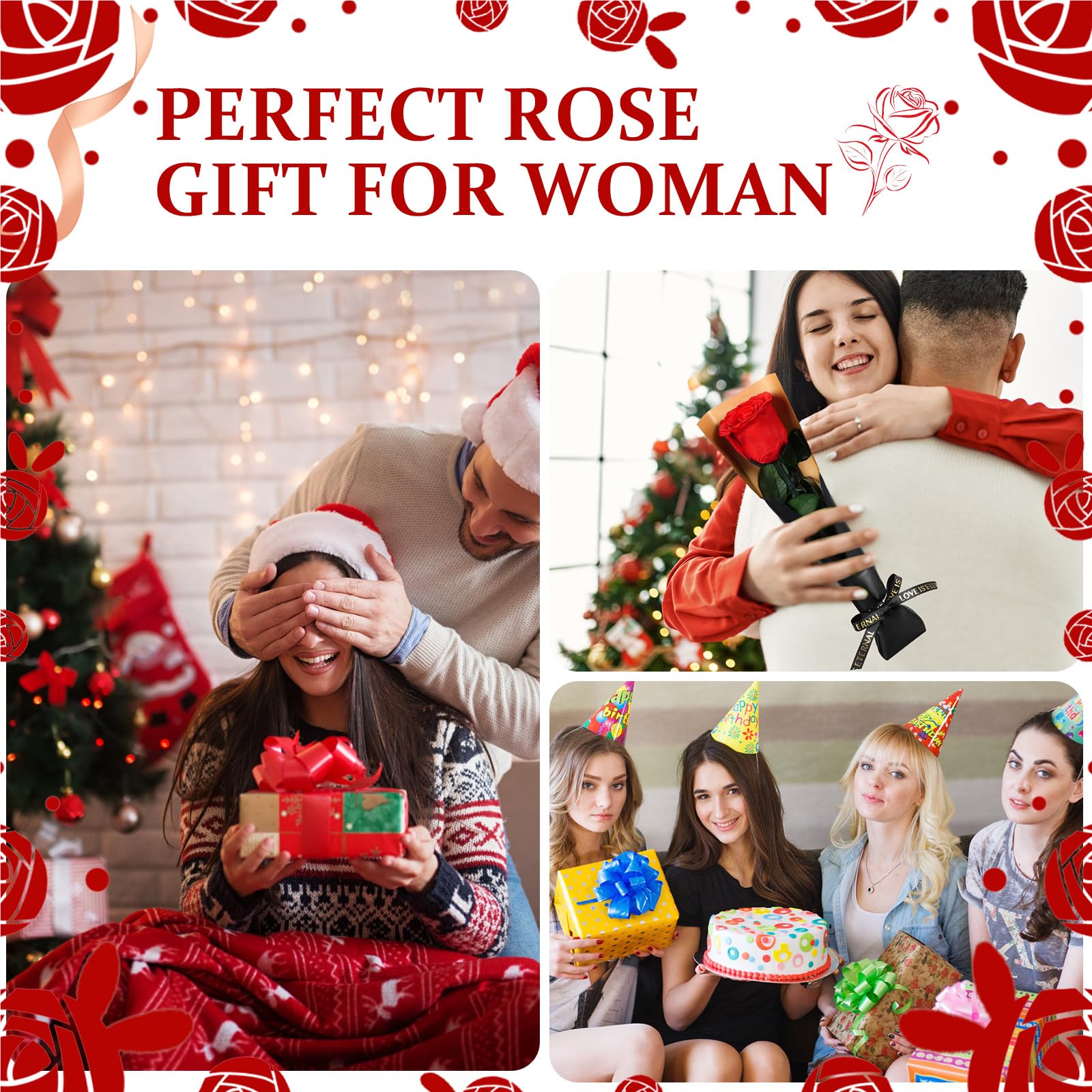Touloube Ewige Infinity Rosen Geschenk zum Valentinstag für Sie, Rot Rose Blumen Geschenke für Frauen, für Mama Freundin Ehefrau Freundinnen, Eternal Rose Geburtstagsgeschenk Jahrestag Geschenk Frau