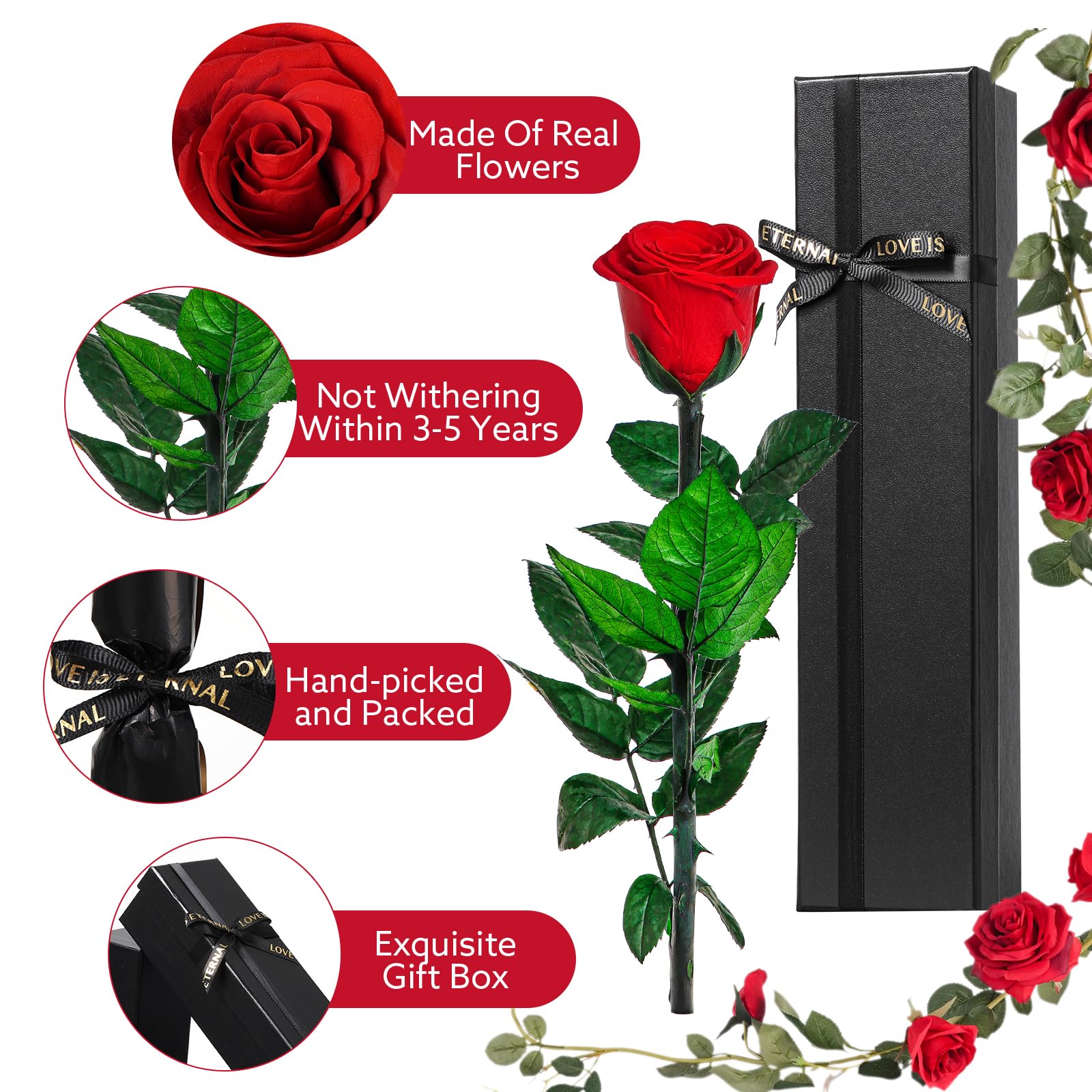 Touloube Ewige Infinity Rosen Geschenk zum Valentinstag für Sie, Rot Rose Blumen Geschenke für Frauen, für Mama Freundin Ehefrau Freundinnen, Eternal Rose Geburtstagsgeschenk Jahrestag Geschenk Frau