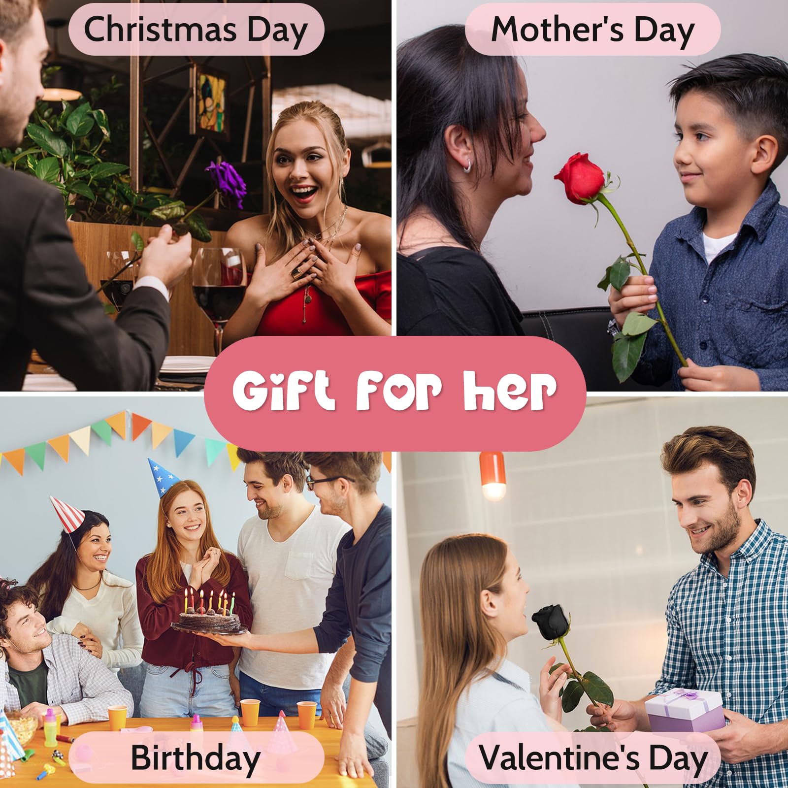 Yamonic Ewige Rose Geschenke für Frauen,Infinity Rose mit Stiel Valentinstagsgeschenk für Sie, Echte Rose in Geschenkbox Geburtstagsgeschenk Frauen,Konservierte Blumen Geschenk Valentinstag,Rote Rose
