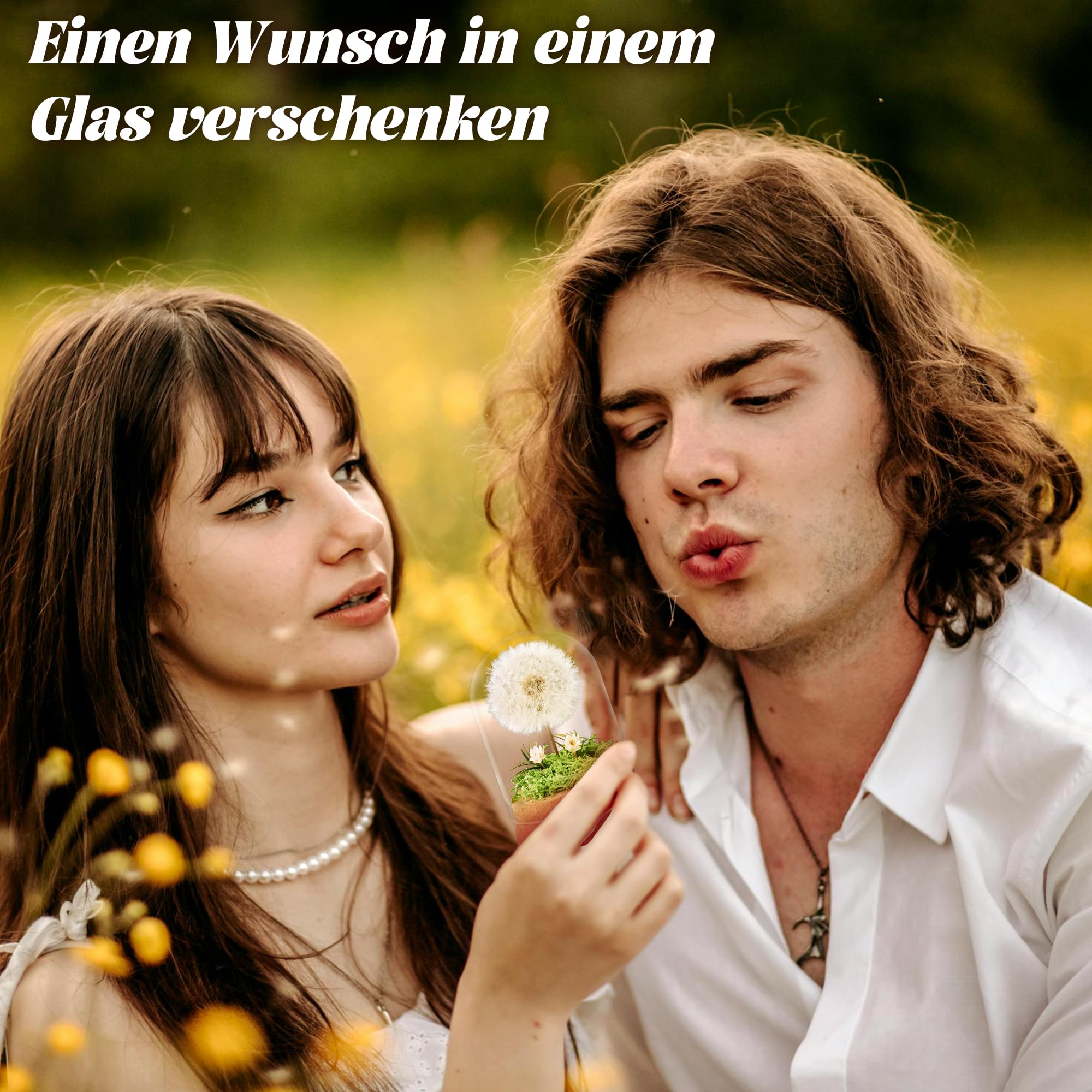 Wunscherfüller Pusteblume im Glas - Besondere Geschenkidee, Geburtstagsgeschenk für Frauen, Glücksbringer und Kleinigkeit für Freundin, Deko Geschenke im Glas, Blumen Geschenk